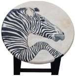 Hand Painted Zebra Stool