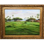 Peter Green (20th C.) Golf Scene, Signed O/C