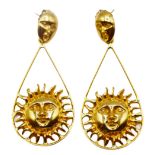 Pair Original Sergio Bustamante 18k Gold Earrings