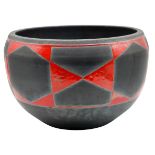 Black & Red Ceramic Bowl, Signed