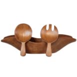 Mid Century Modern Wooden Bowl & Servers