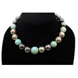 Turquoise and Metallic Beaded Necklace