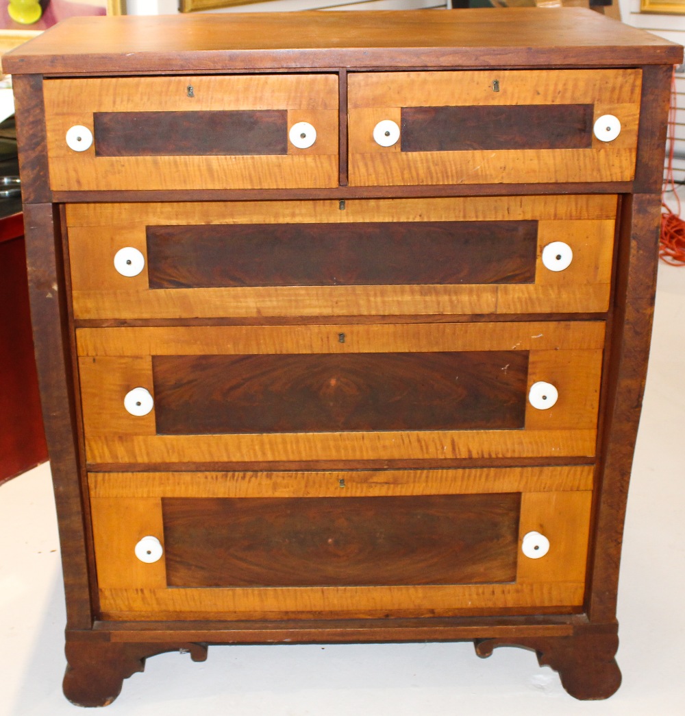 Antique Empire Tiger Maple Five Drawer Dresser - Image 3 of 7