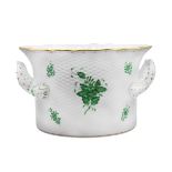 Herend Large Green and White Two Handled Planter