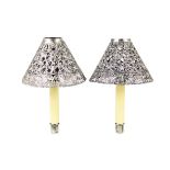 Pair Gorham Sterling Pierced Sconce Shades