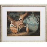 Colored Print of Family in the Countryside