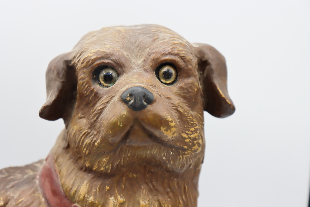 Early Rare Polychrome Dog Sculpture w/ Glass Eyes - Image 2 of 12