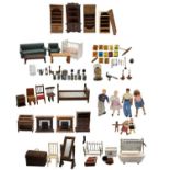 Large Group of Wood and Metal Doll House Furniture