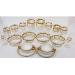 18 Piece Set of Gilded Glassware and Porcelain