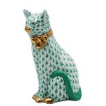 Herend Hungary Porcelain Cat Figurine