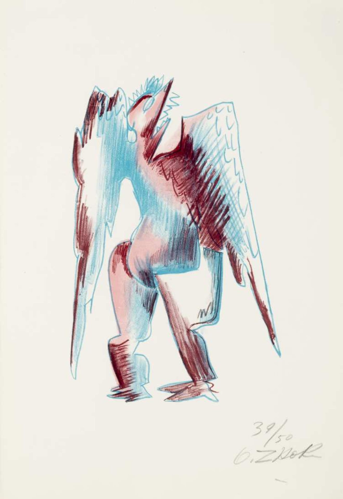 OSSIP ZADKINE (1890-1967) Portrait de l’oiseau qui n’existait pas, 1966 Lithographie en couleurs.