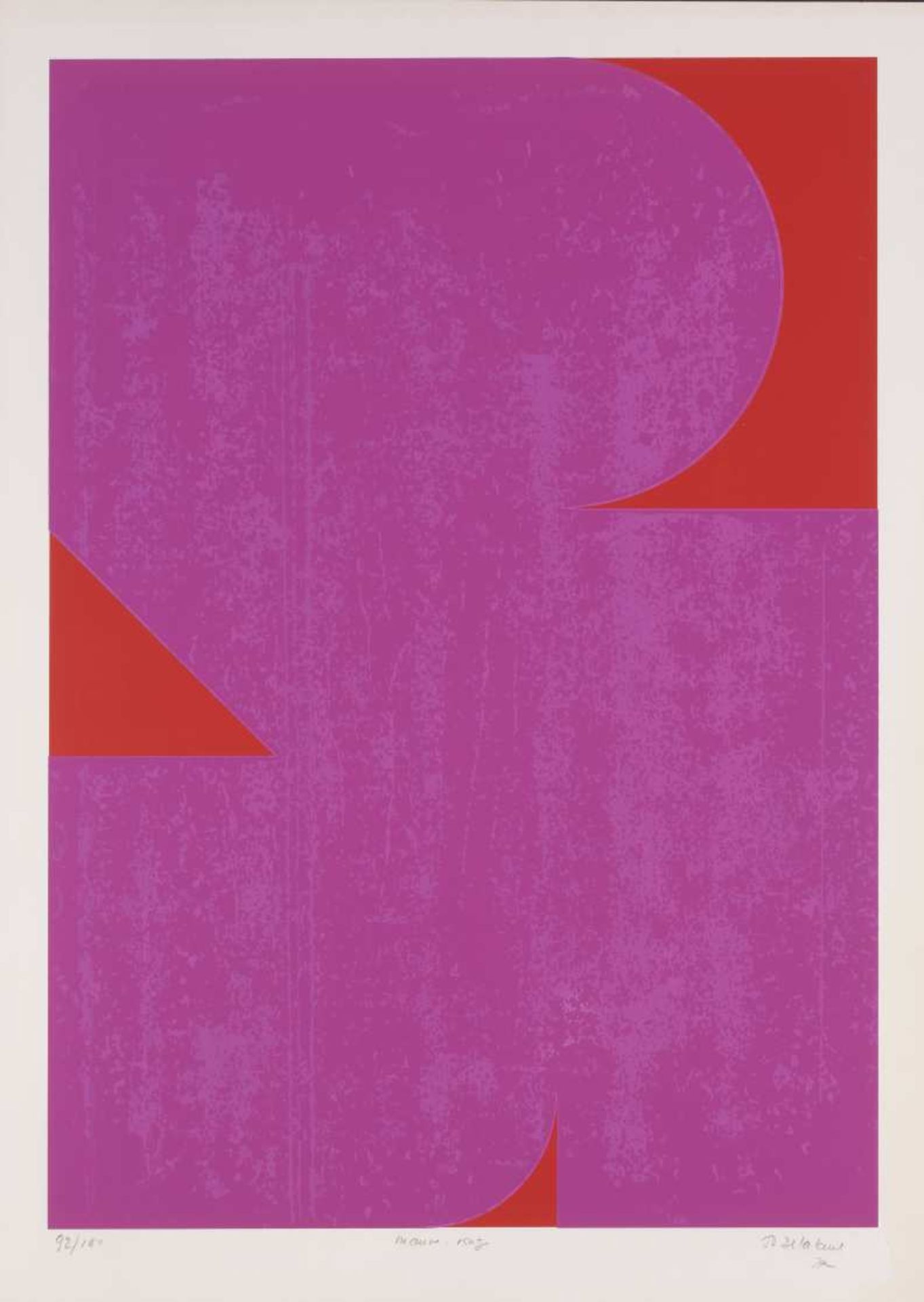 JO DELAHAUT (1911-1992) Mauve-rouge, 1992 Sérigraphie en deux couleurs. Signée et numérotée 92/