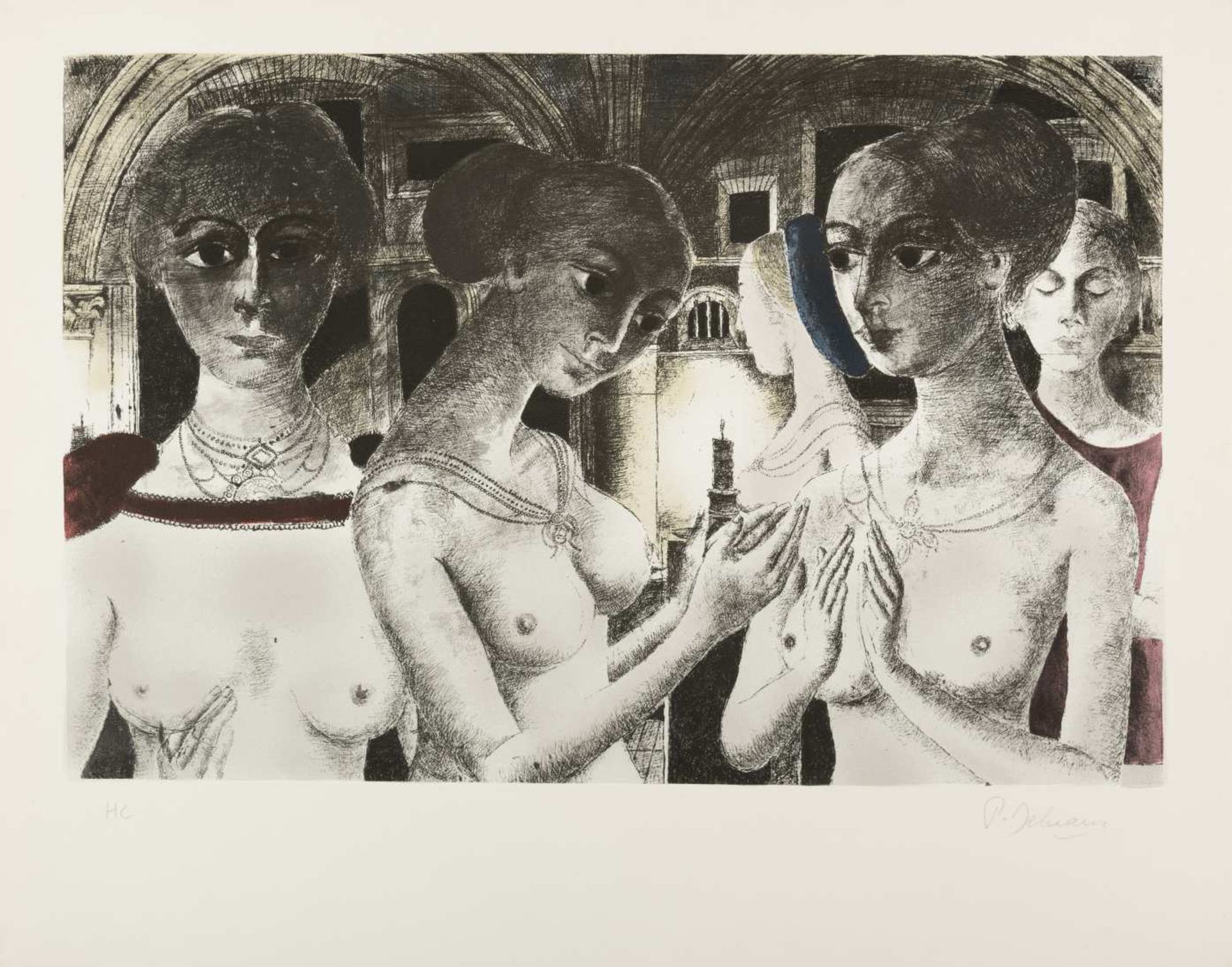 PAUL DELVAUX (1897-1994) Les Gothiques. Sérigraphie en couleurs sur BFK Rives. Signée et annotée H.