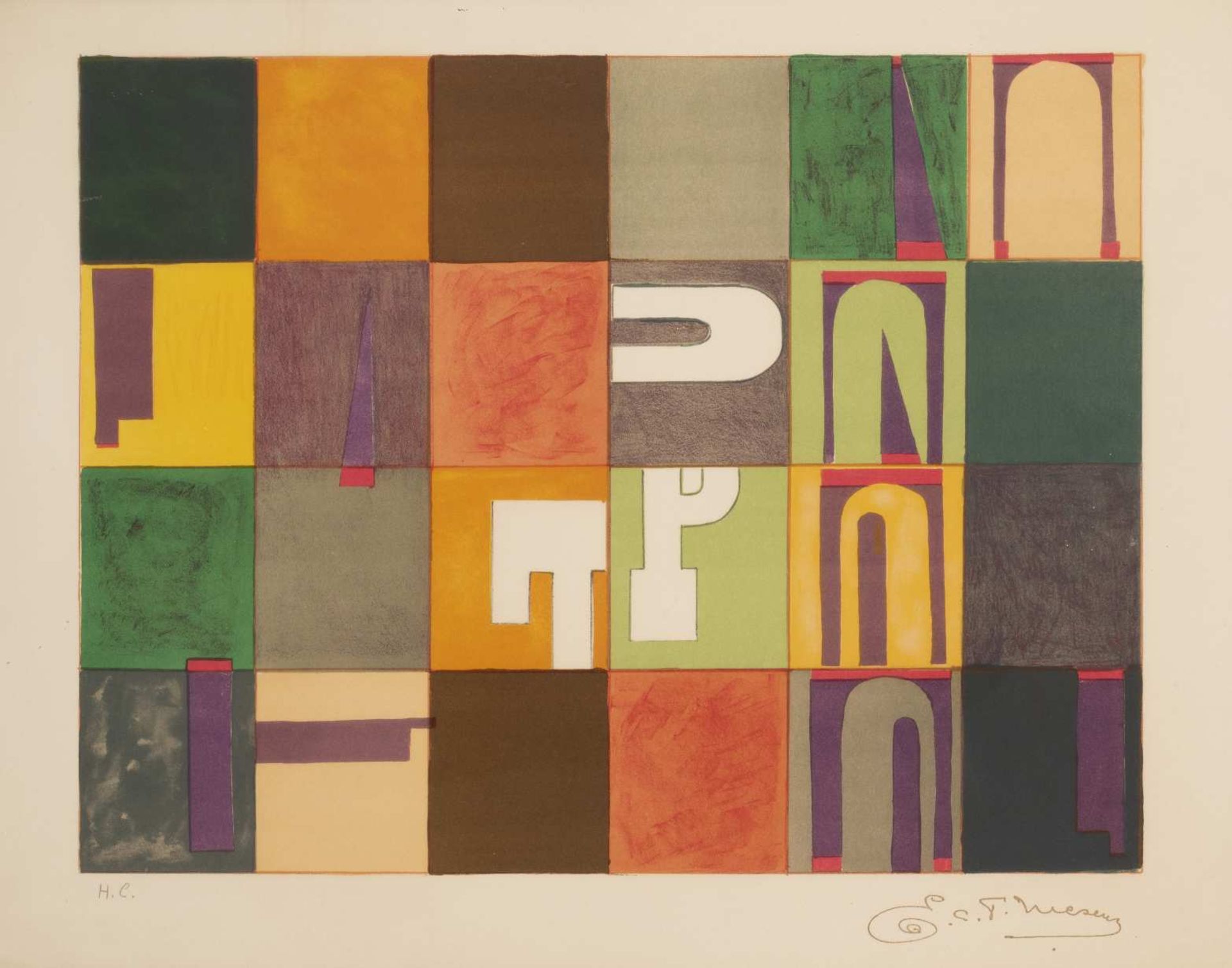 EDOUARD L. T. MESENS (1903-1971) Alphabet. Lithographie en couleurs. Signée et annotée HC.