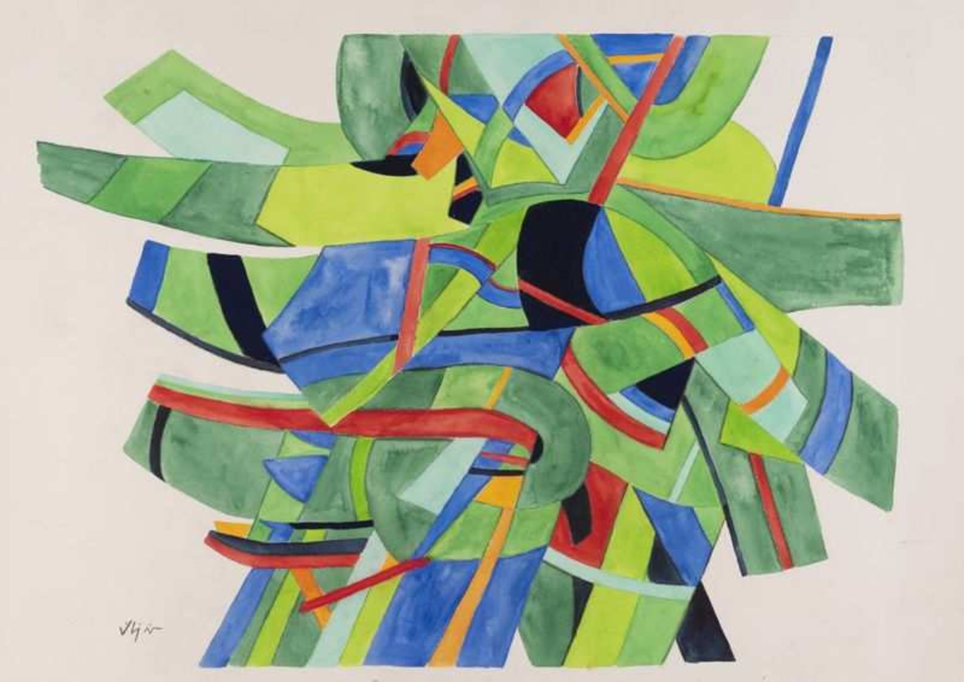 Georges Collignon (1923-2002) Projet de tapis, ca 1980 Gouache sur papier. Signée en bas à gauche.