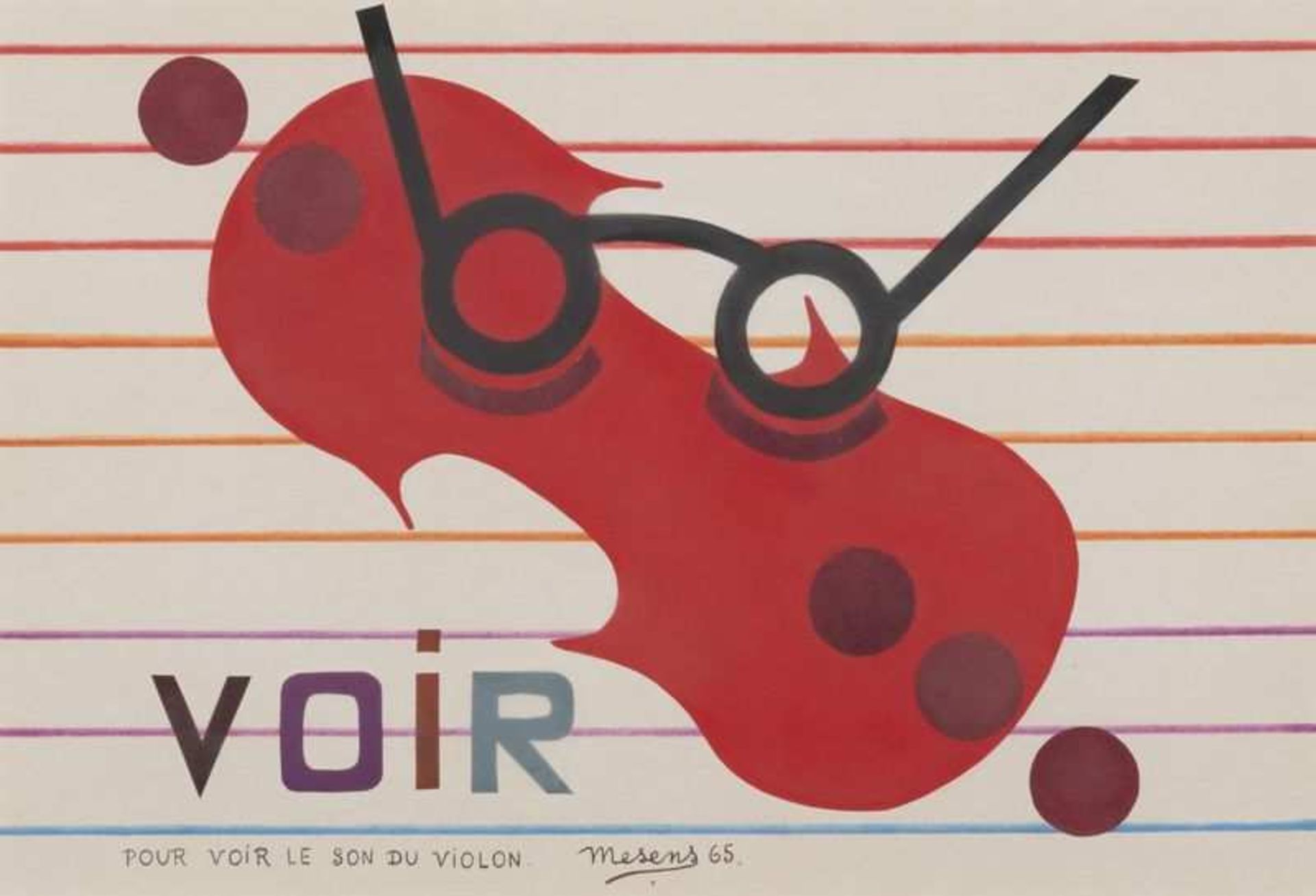 E.L.T Mesens (1901-1973) Pour voir le son du violon, 1965 Collage et feutre sur papier. Signé et