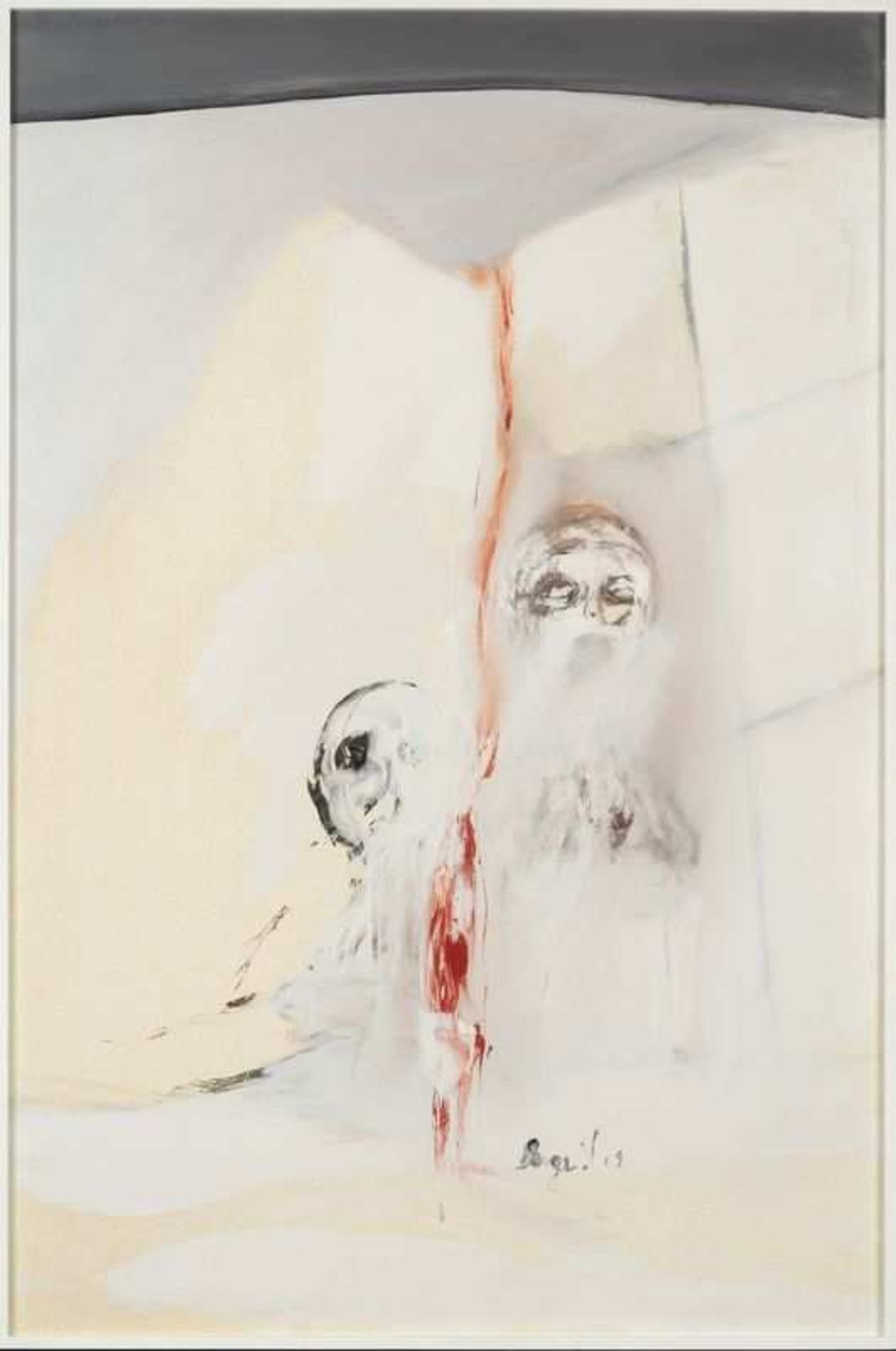 SERGE VANDERCAM (1924-2005) Le peintre, 1969. Gouache sur papier. Signée en bas au milieu. Gouache