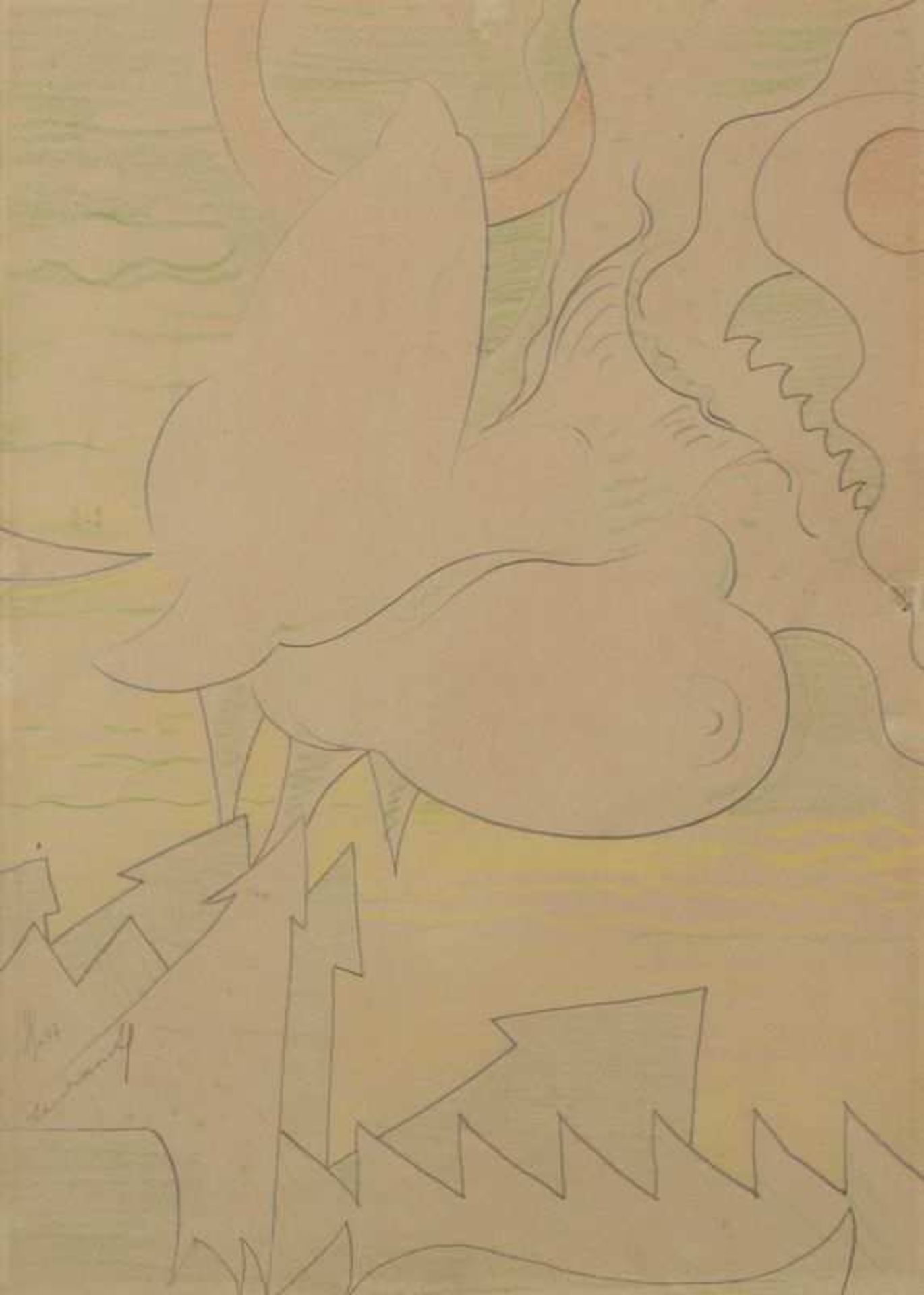 Victor Servranckx (1897-1965) Sans titre, 1947 Mine de plomb et pastel sur papier. Signée et datée