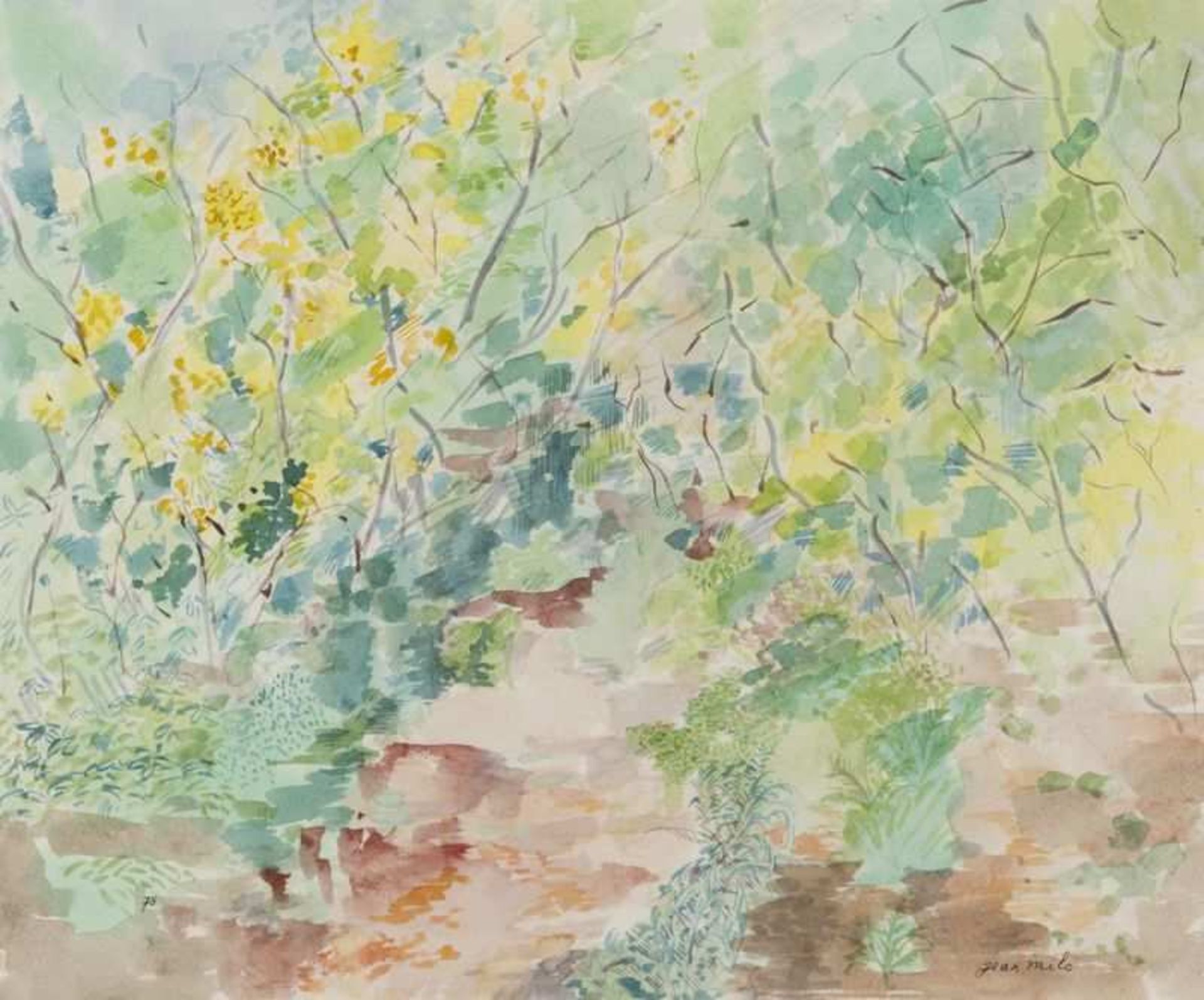 Jean Milo (1906-1993) La descente vers le potager, 1978 Aquarelle sur papier. Signée en bas à