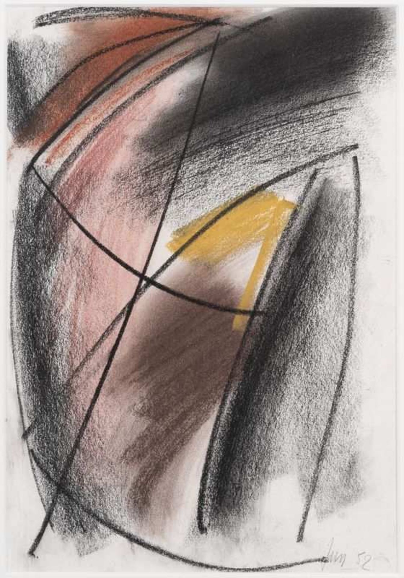 Jan Saverys (1924-2017) Sans titre, 1952 Fusain et pastel sur papier. Signé et daté en bas à droite.