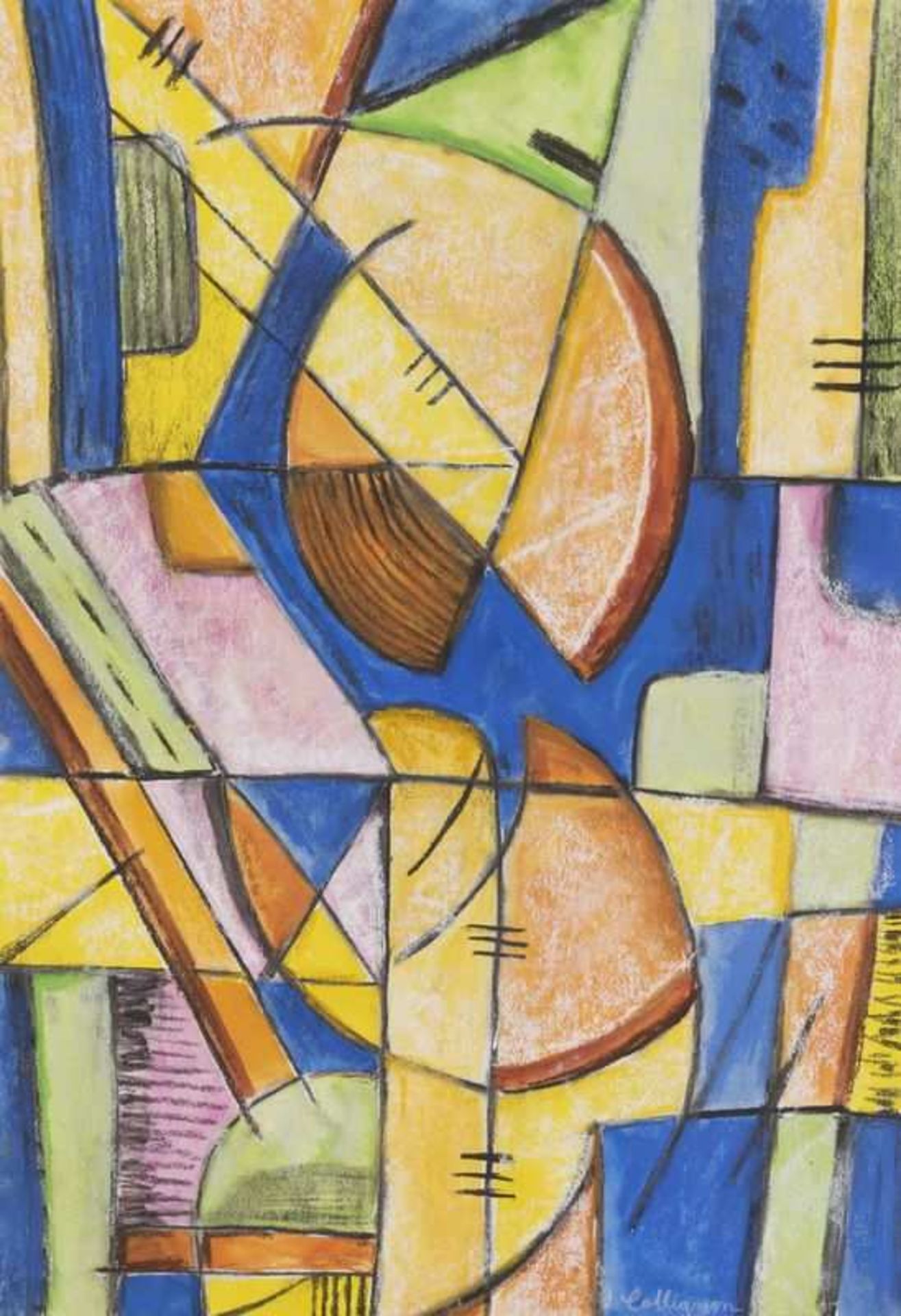 Georges Collignon (1923-2002) Abstraction, ca 1955 Pastel, fusain et gouache sur papier. Signé en