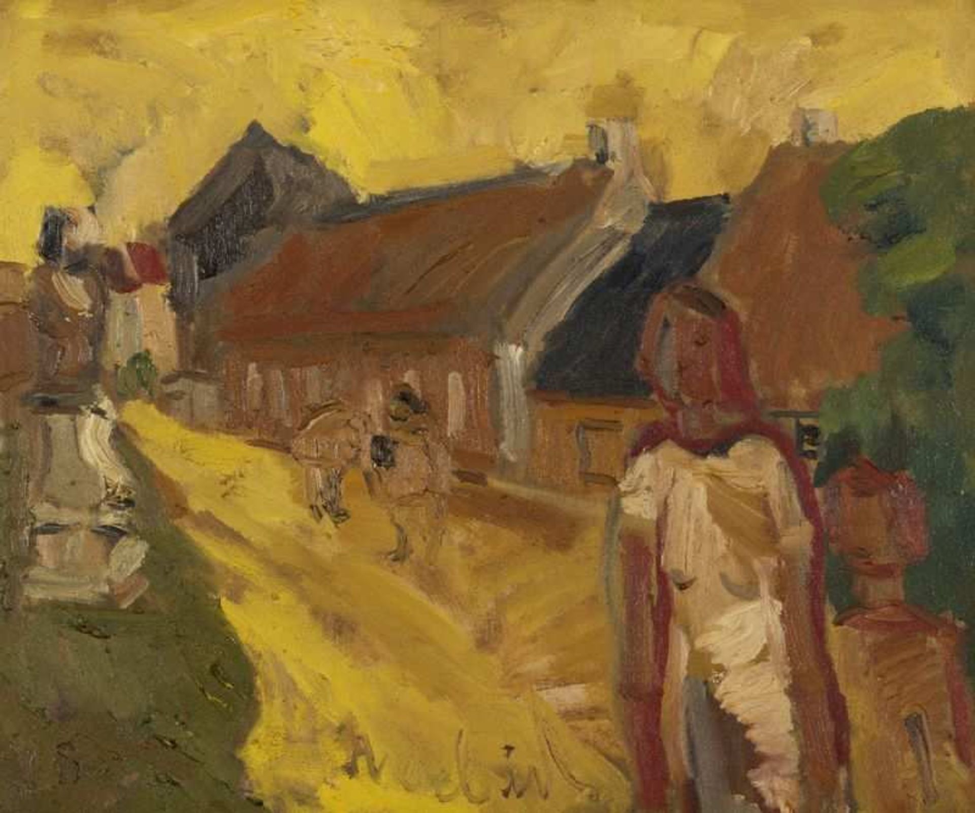 Maurice Verbist (1913-1984) Wandeling te Bazoche, 1968 Huile sur toile. Signée et datée en bas à