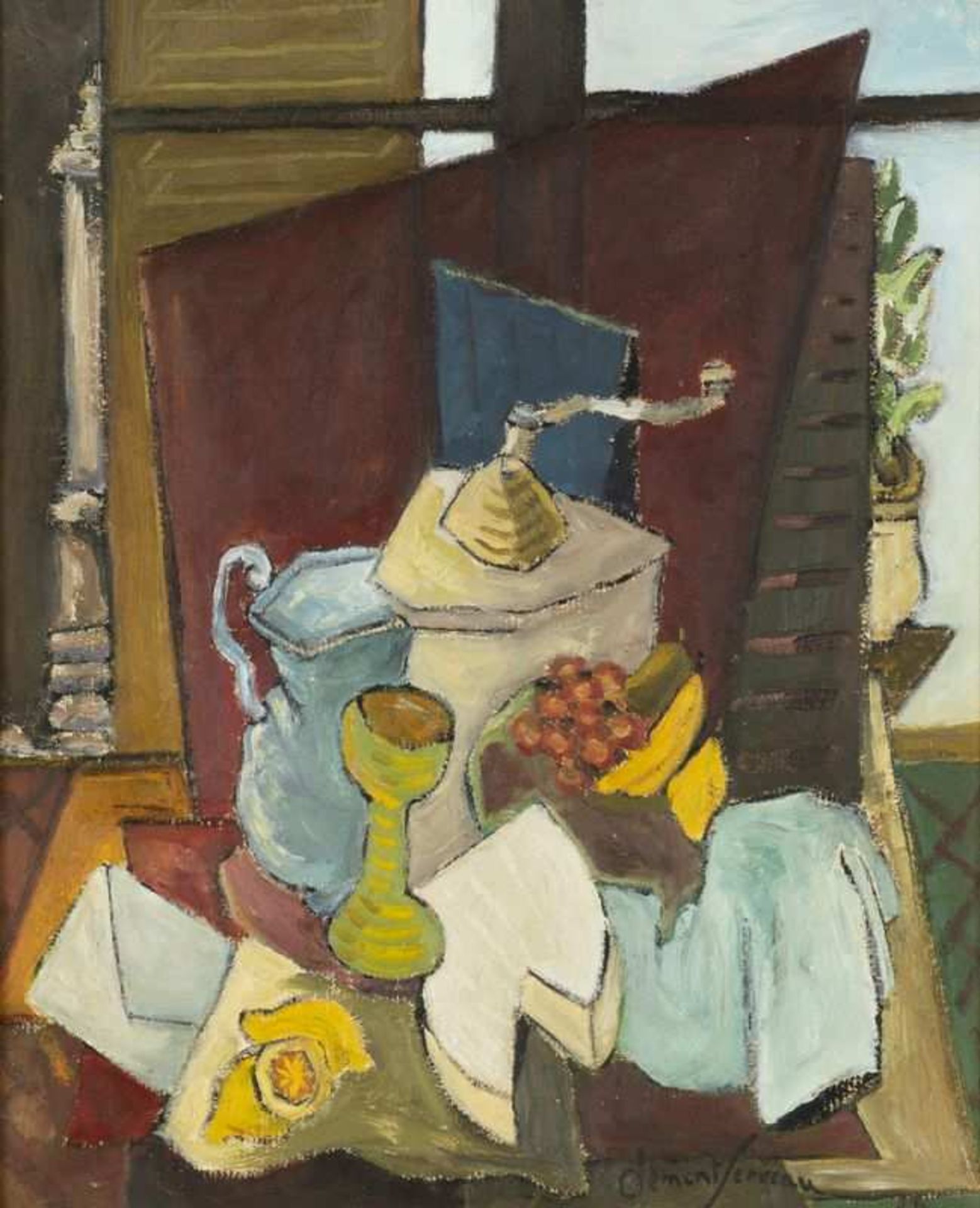 CLEMENT-SERVEAU (1886-1972) Nature morte Huile sur carton. Signée en bas à droite. Olie op karton.