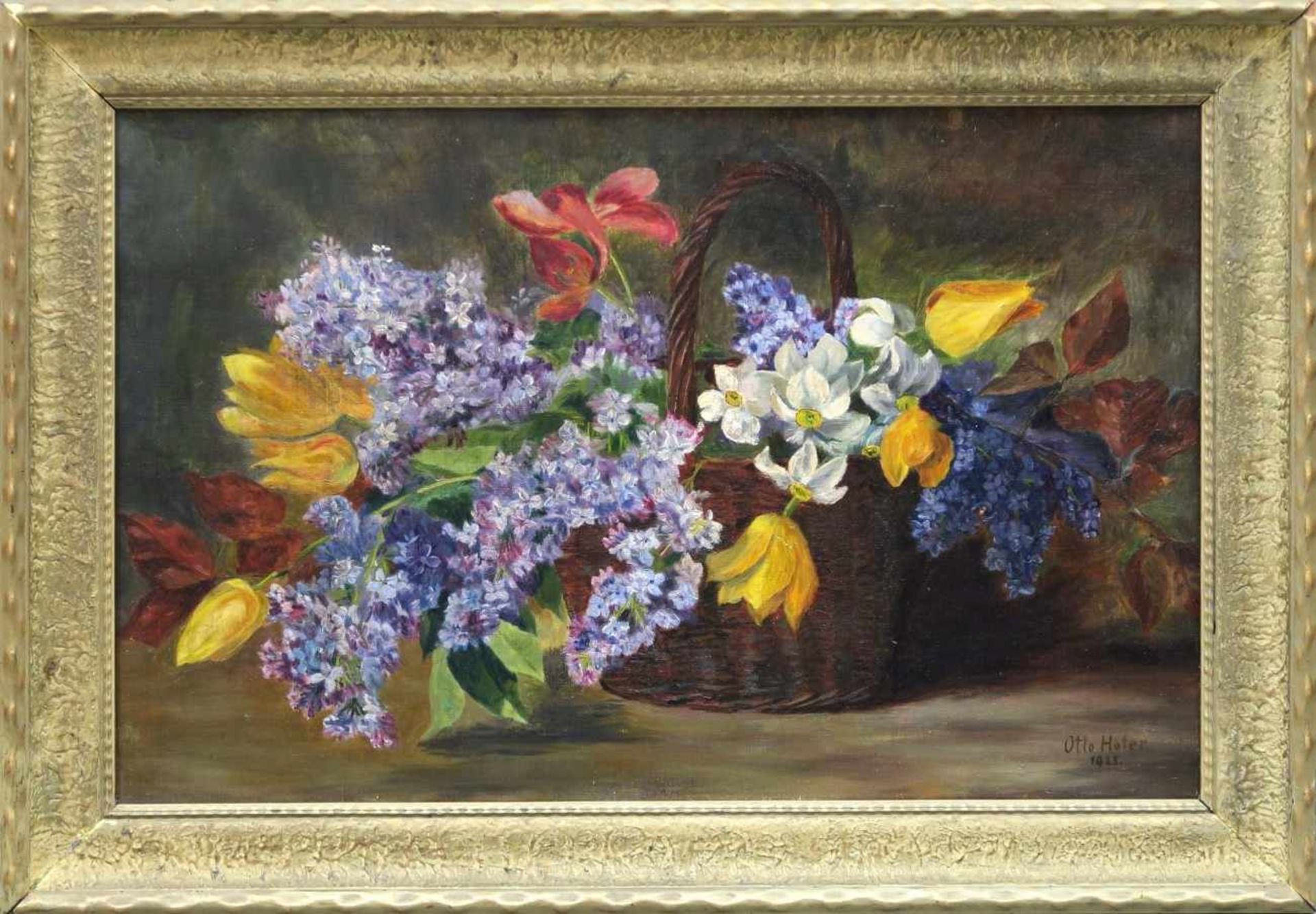 Höfer, Ottoum 1923BlumenkorbÖl/Lwd. 46 x 70 cm. R. u. signiert und datiert 1923. Rahmen.- - -26.00 %