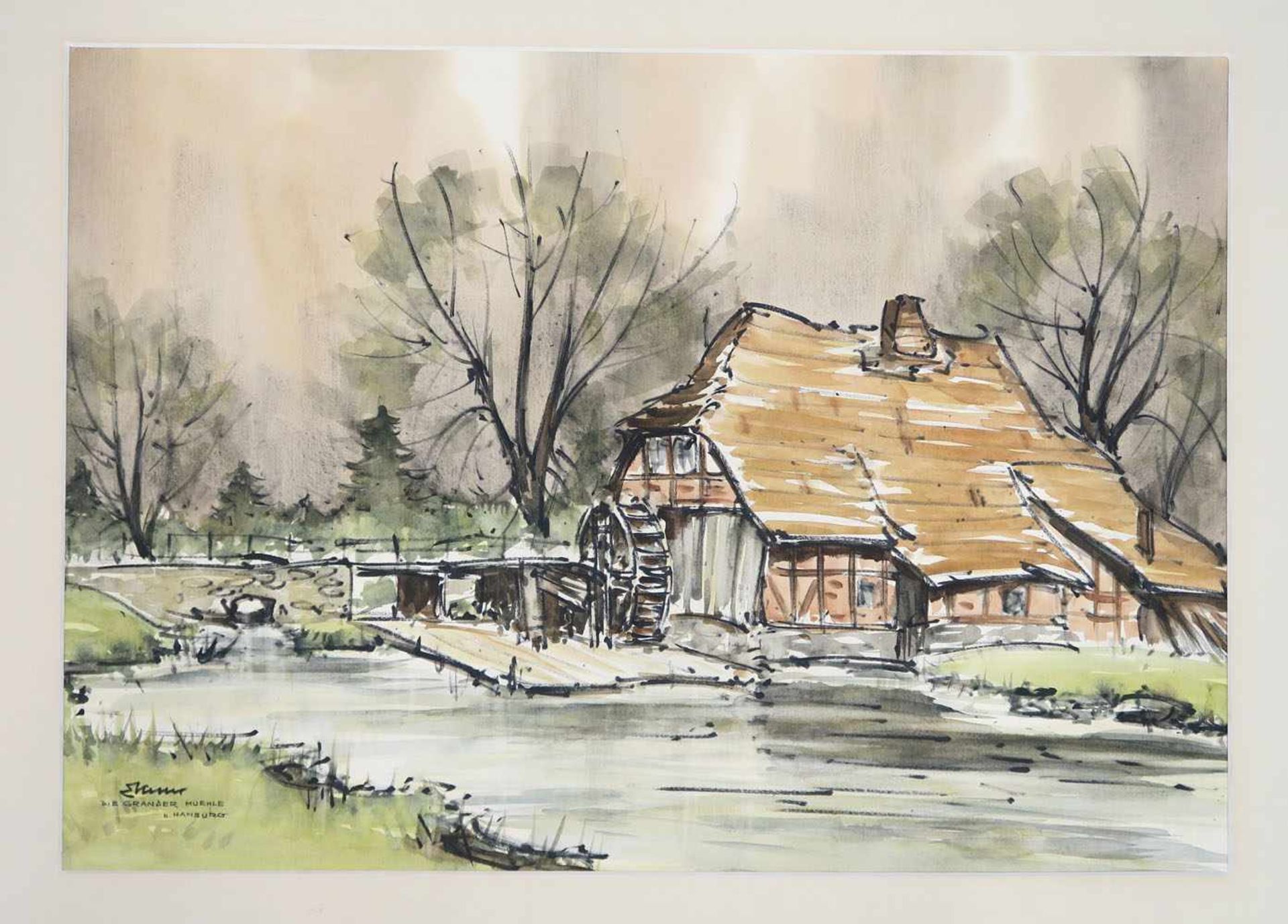 Keller, Erich20. Jh.Hamburger AnsichtenElf Aquarelle. Jeweils ca. 51 x 72 cm. Jeweils l. u. bzw. - Bild 4 aus 11