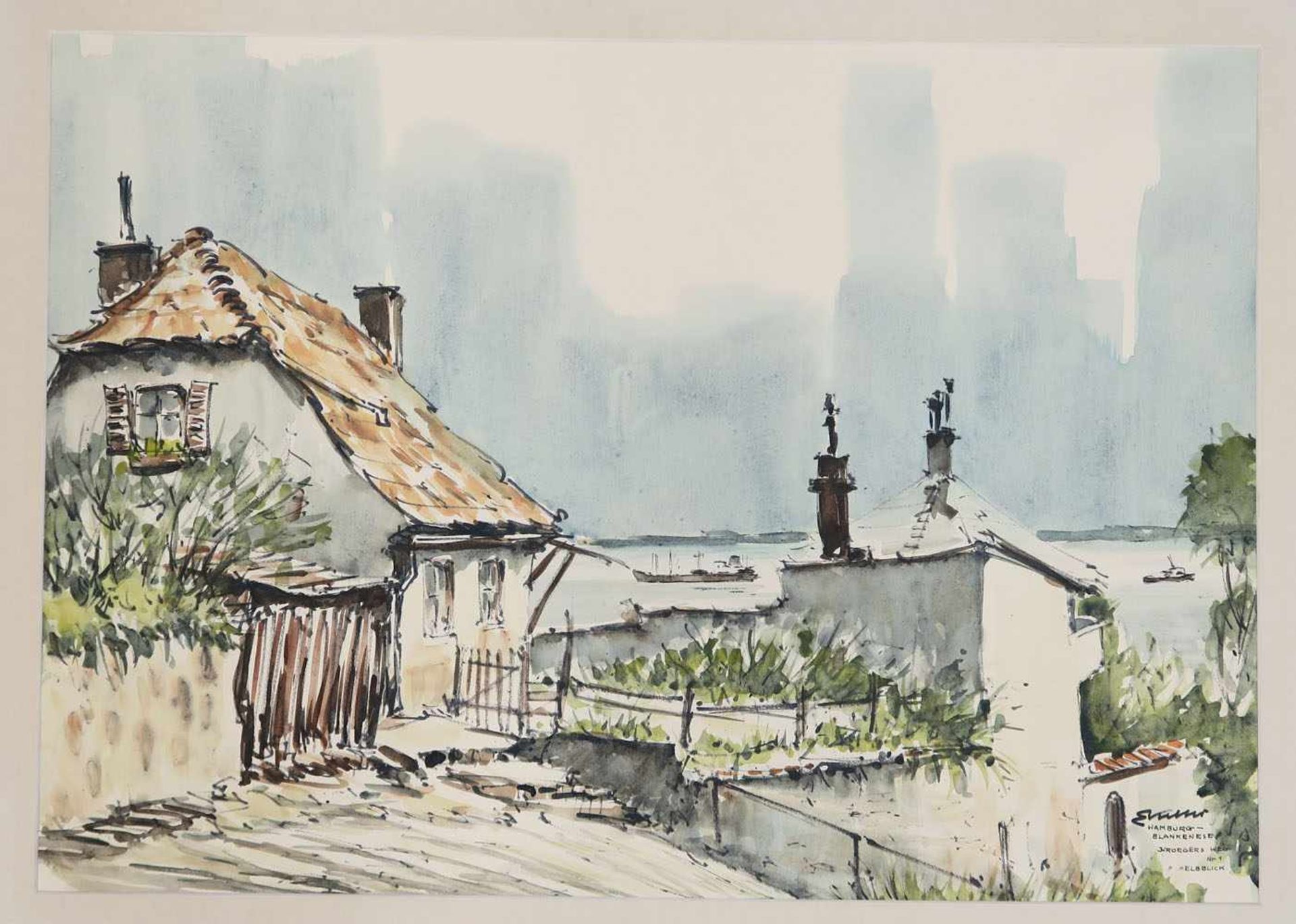 Keller, Erich20. Jh.Hamburger AnsichtenElf Aquarelle. Jeweils ca. 51 x 72 cm. Jeweils l. u. bzw. - Bild 8 aus 11