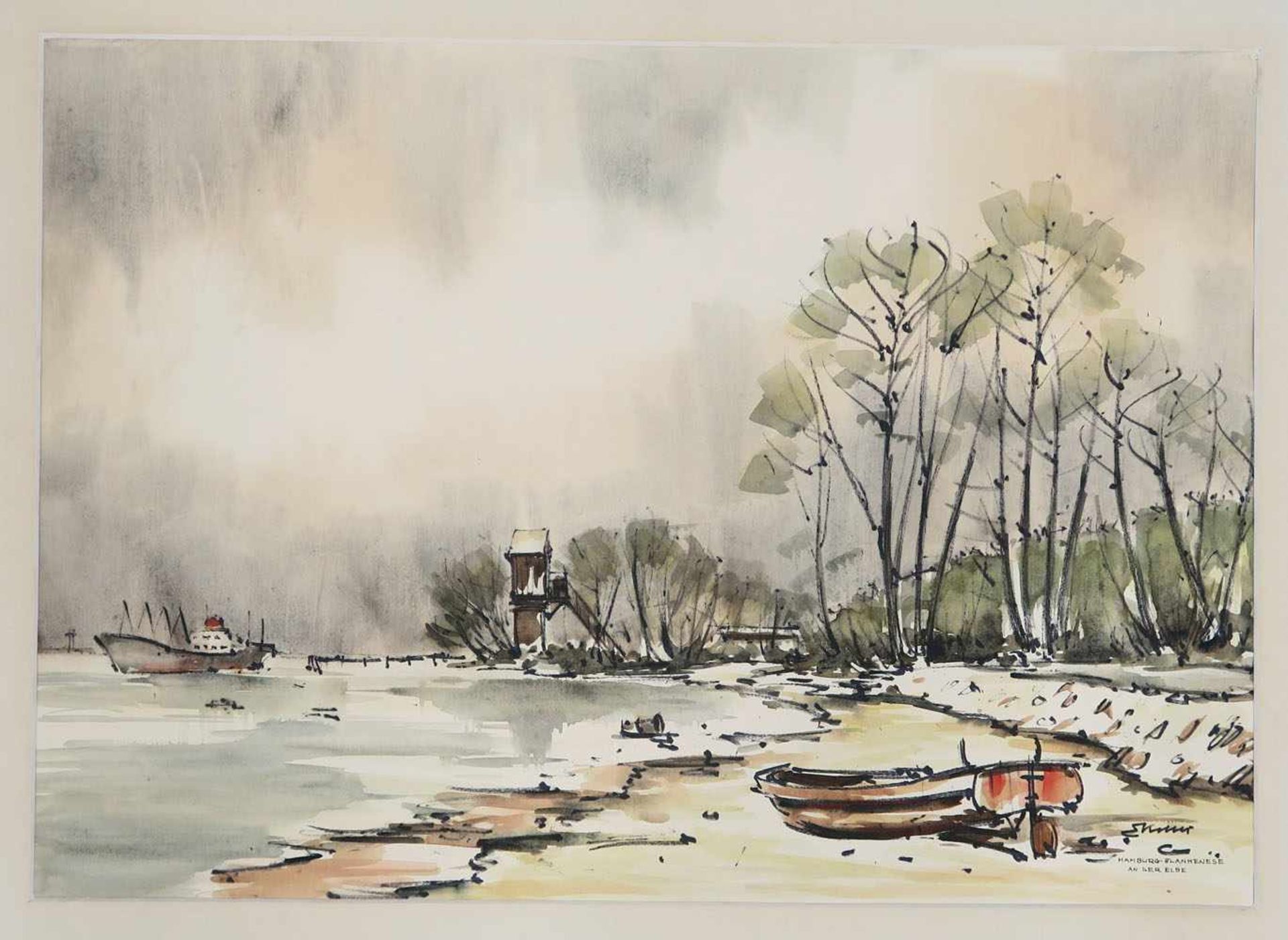 Keller, Erich20. Jh.Hamburger AnsichtenElf Aquarelle. Jeweils ca. 51 x 72 cm. Jeweils l. u. bzw. - Bild 6 aus 11