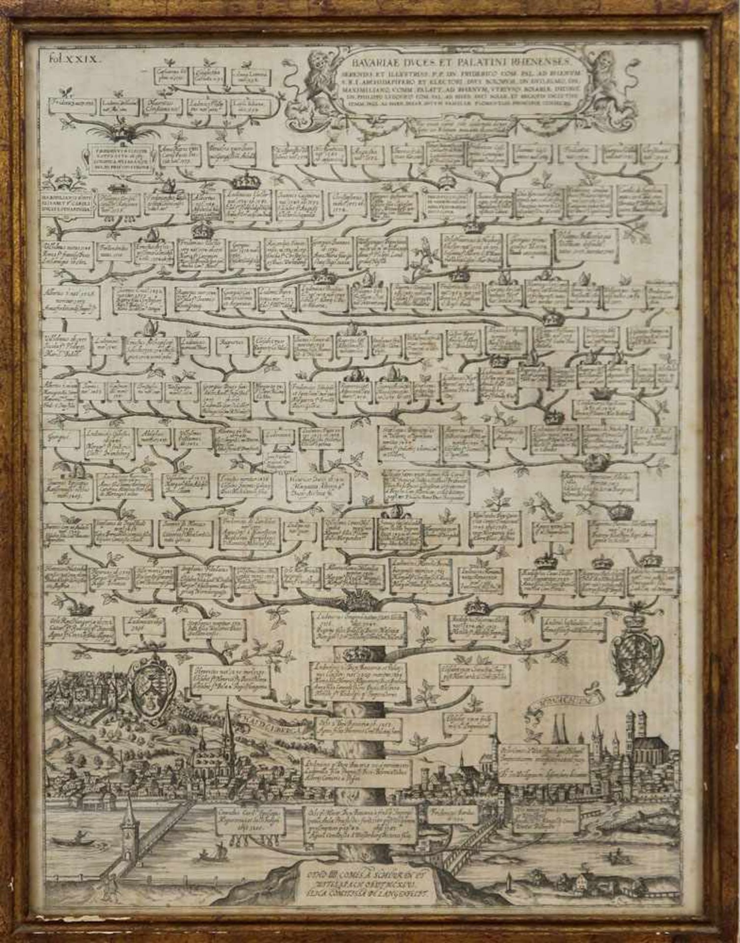 Albizzi, Antonius1547 - 1626Stammbaumtafel "Bavariae Duces et Palatini Rhenenses"Radierung. BA: 55 x