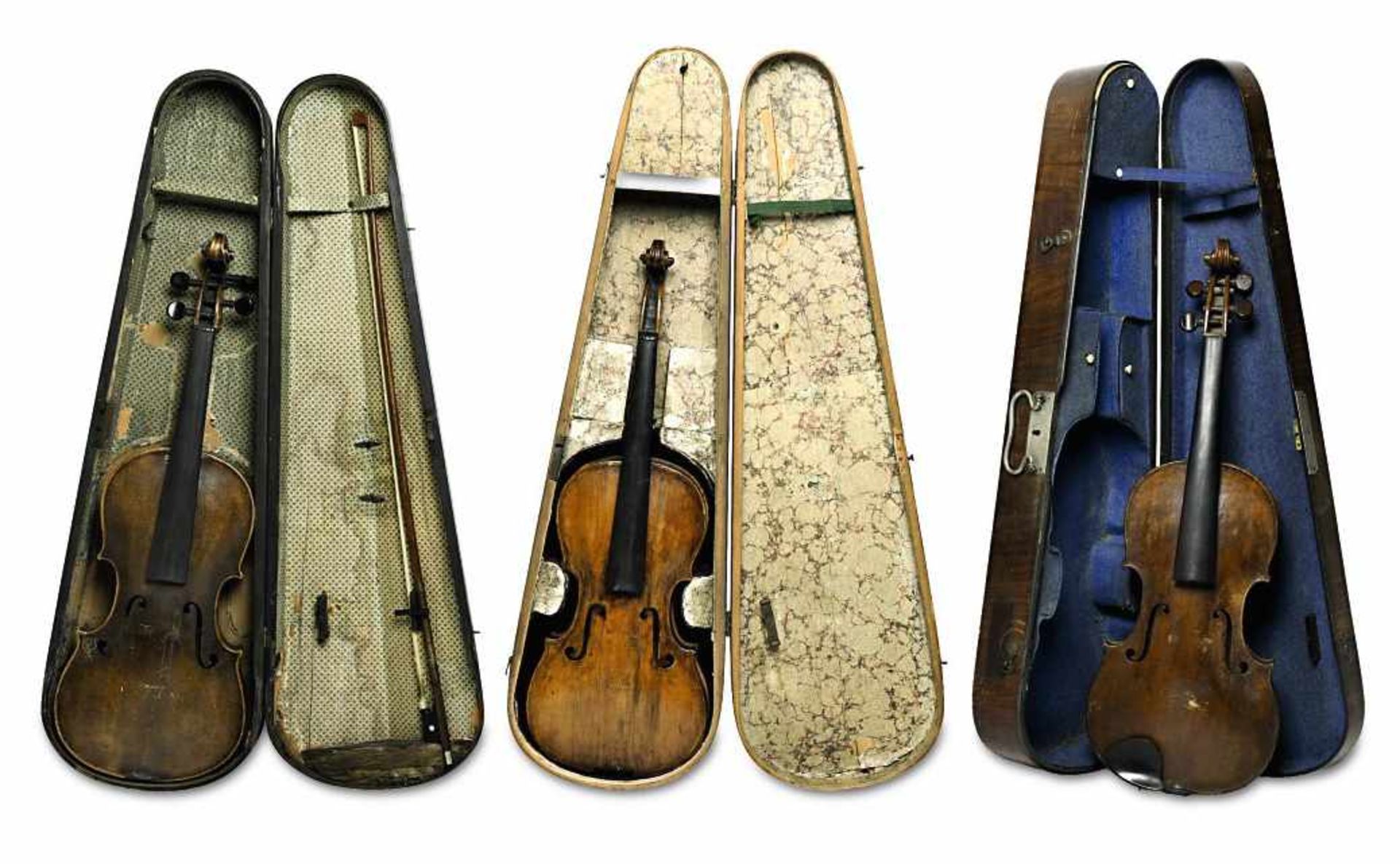 Drei Violinen aus einem Geigenbauer-Nachlass