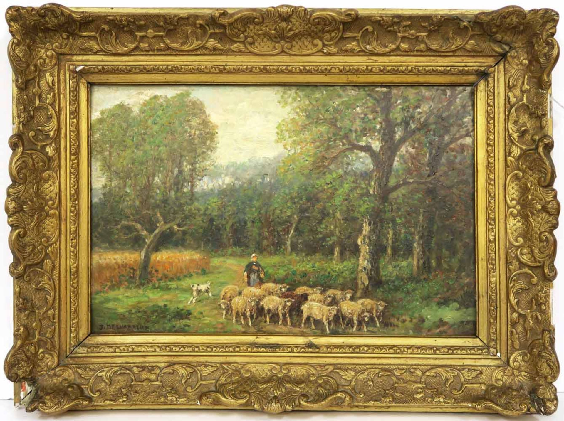 Desvarreaux-Larpenteur, James1847 Baltimore/Maryland - 1937Bäuerin mit SchafherdeÖl / Karton 27 x 41