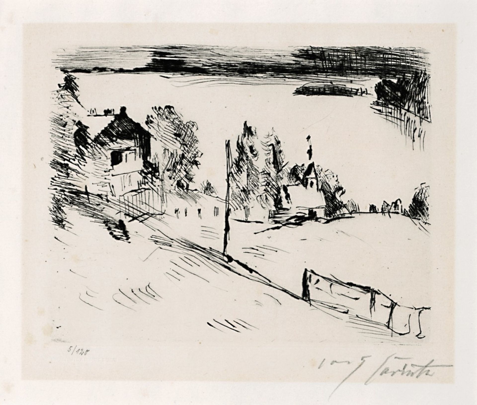 Corinth, Lovis1858 Tapiau (Ostpreußen) - 1925 ZandvoortWalchensee mit KapelleRadierung auf Bütten (