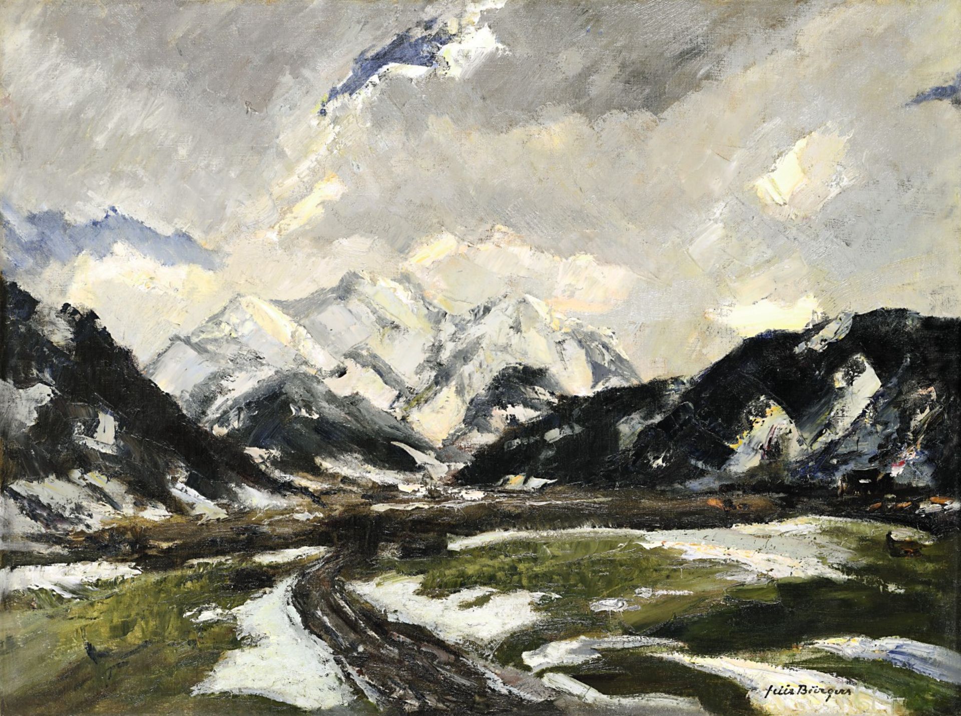 Bürgers, Felix1870 Köln - 1934 DachauDer letzte SchneeÖl / Lwd. 65,5 x 88 cm R. u. signiert.