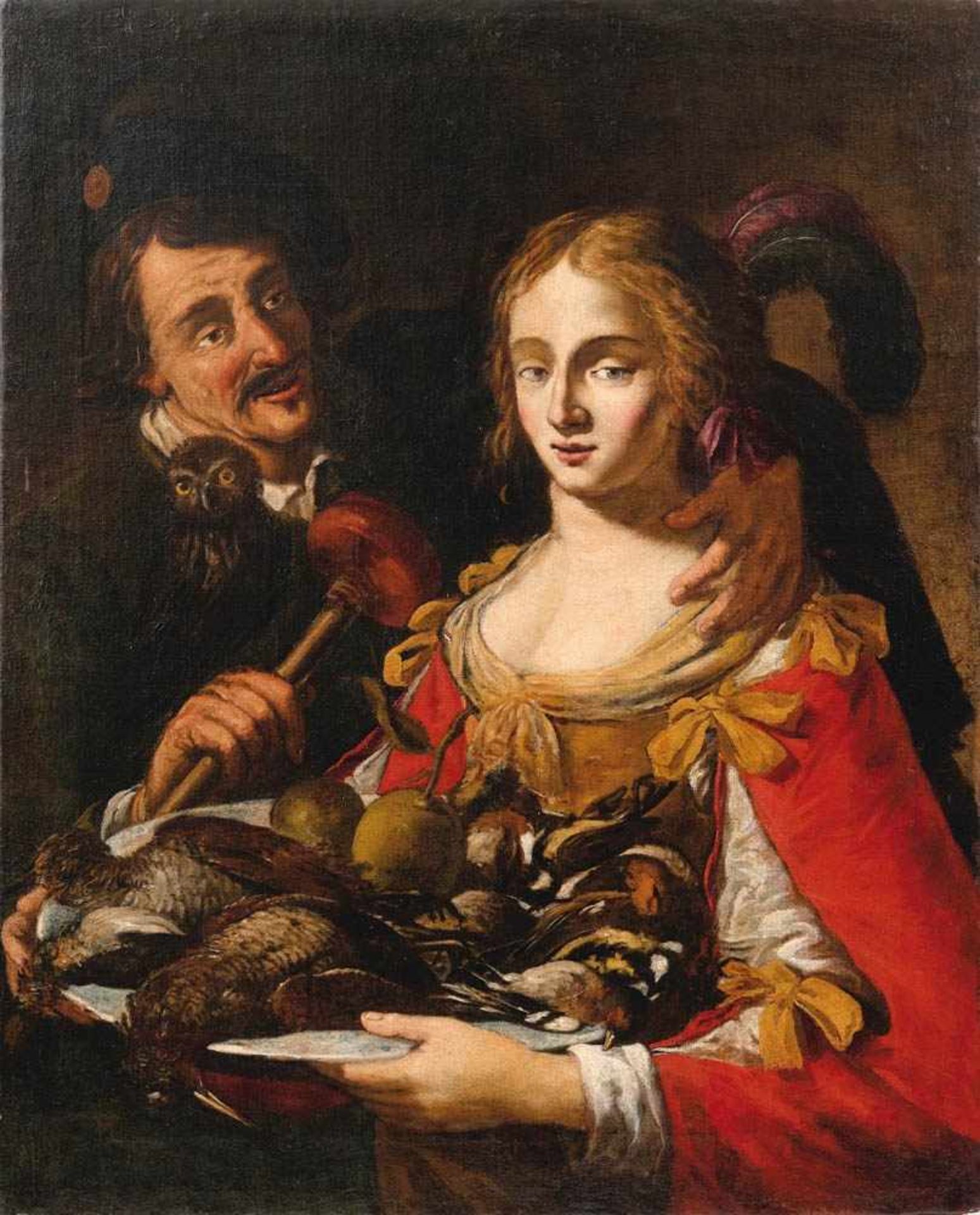 Hunter and Maid with killed wild Birds
