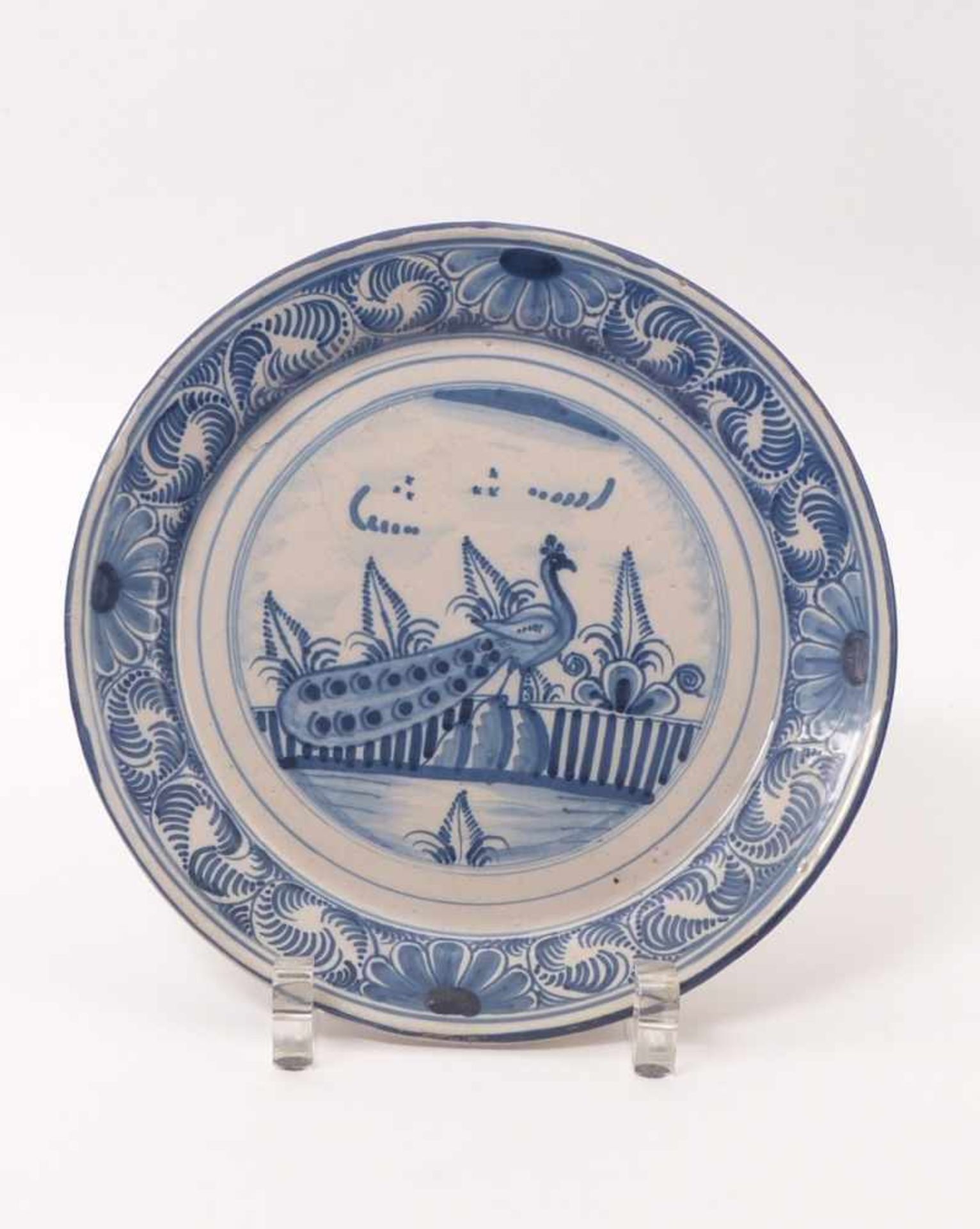 Plate with peacock decoration