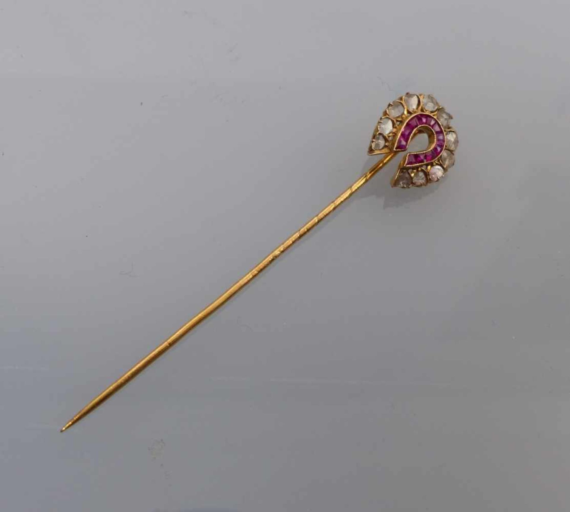 Diamond ruby pin brooch - Image 2 of 2