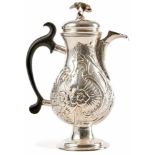 German Silver Coffee Pot with Rocaille Decoration