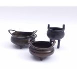 Three small incense burners