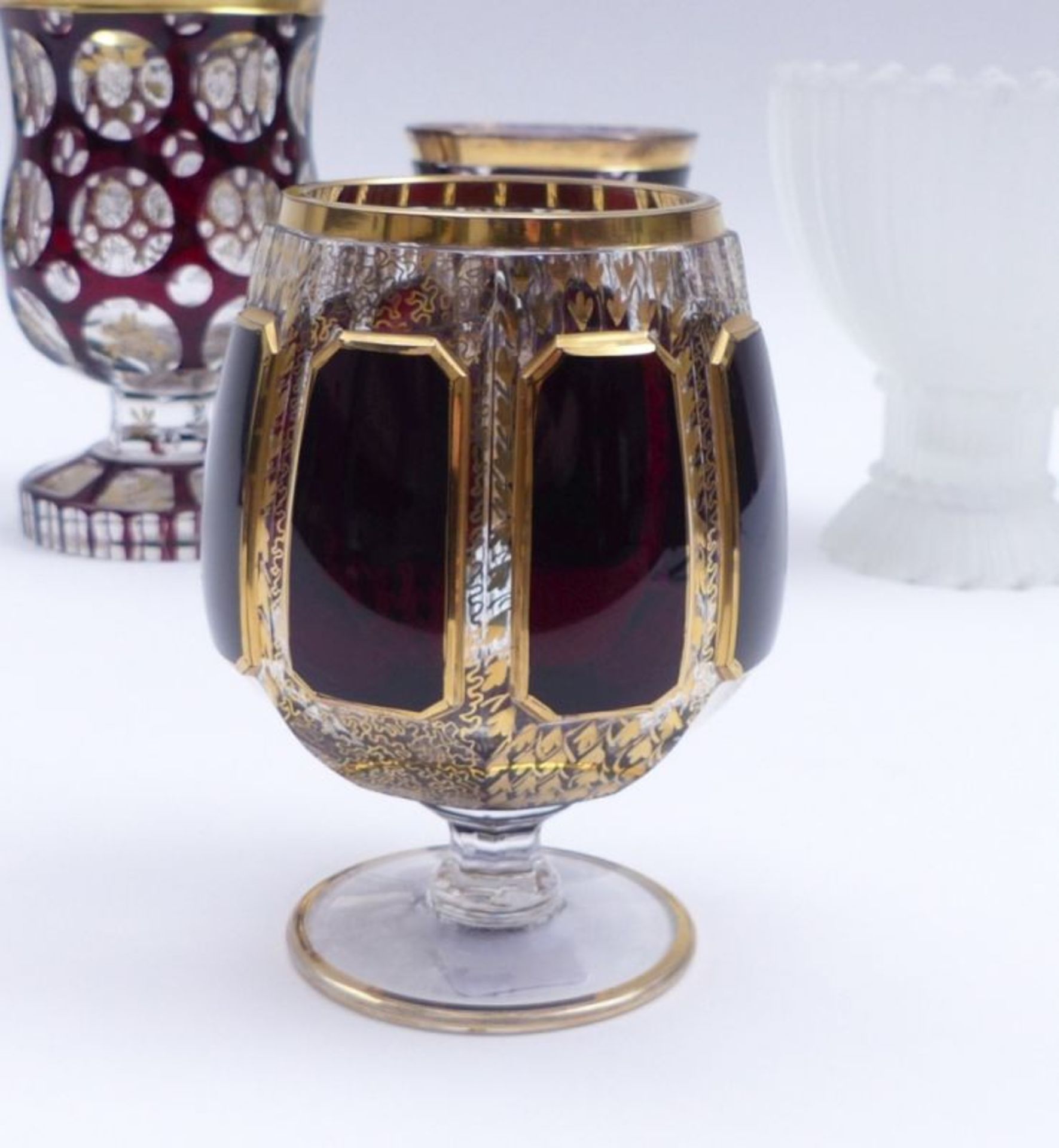 Mug, foot glass and cognac swirler in Biedermeier style - Bild 3 aus 4