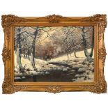 Wintry Forest Landscape with Brook
