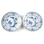 Pair of blue and white plates with Chinoiserie