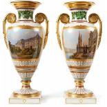 Pair of splendid Vases with Rhine landscapes