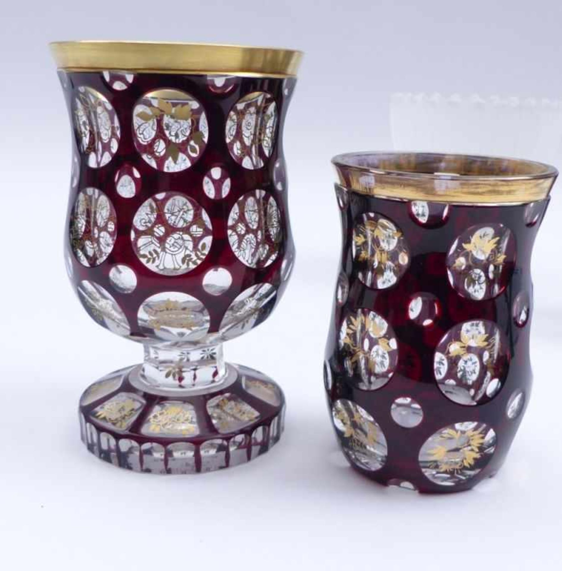 Mug, foot glass and cognac swirler in Biedermeier style - Bild 4 aus 4
