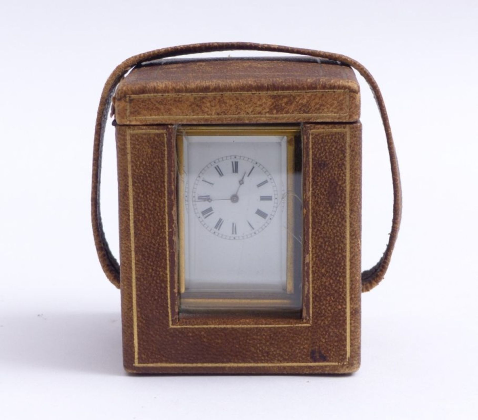 Small travel clock with case