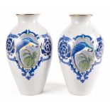 Elegant Pair of Art Nouveau Vases with Parrot Decoration