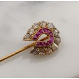 Diamond ruby pin brooch