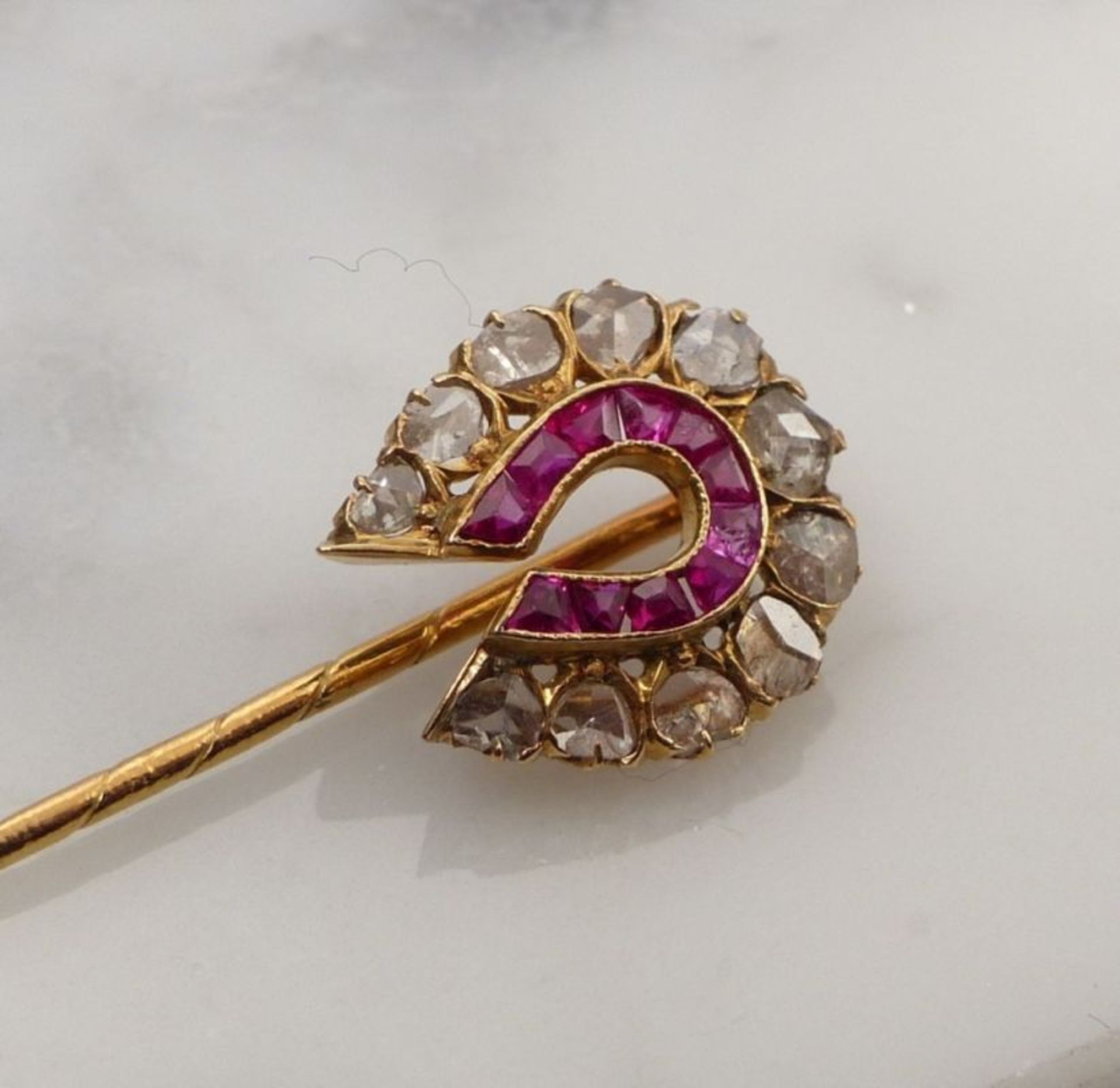 Diamond ruby pin brooch
